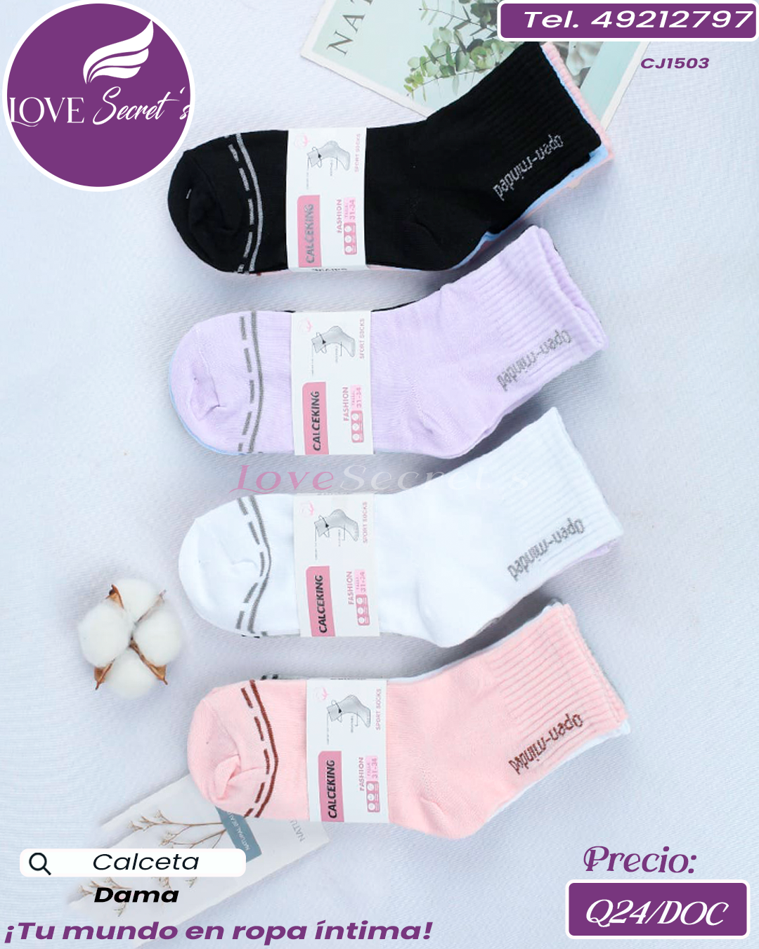Calceta dama poly-elastano / CJ1503-1DOC