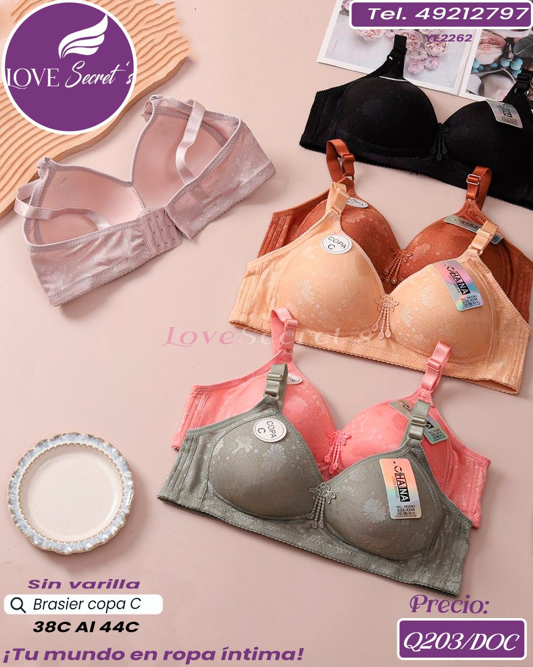 Brasier dama copa C push up / YE2262-1DOC