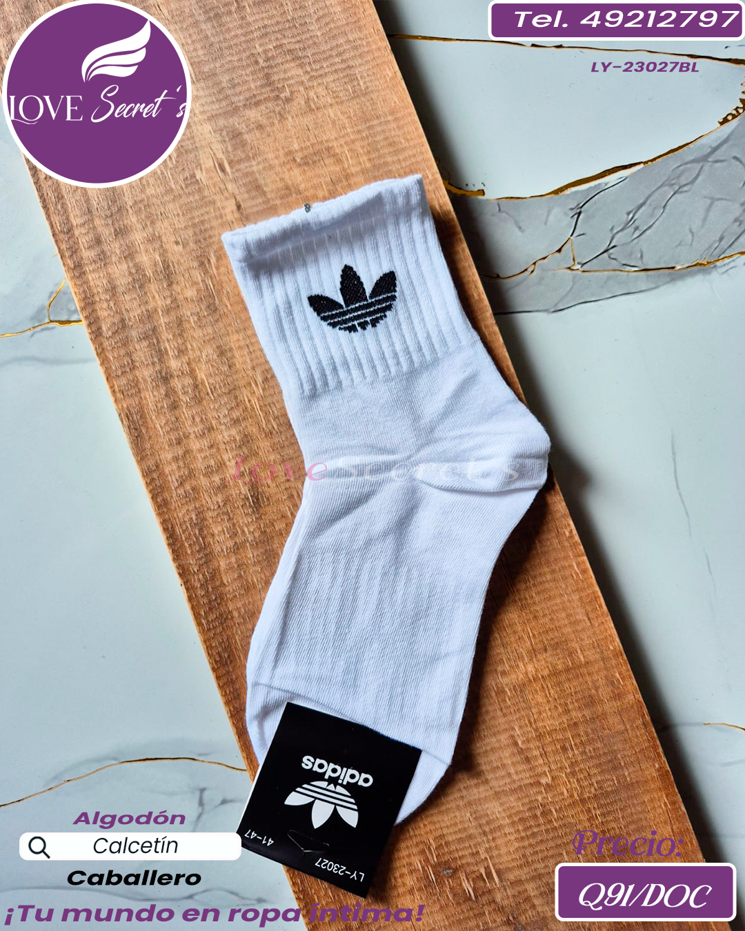 Calcetín hombre adidas  Algodón / LY-23027BL-1DOC