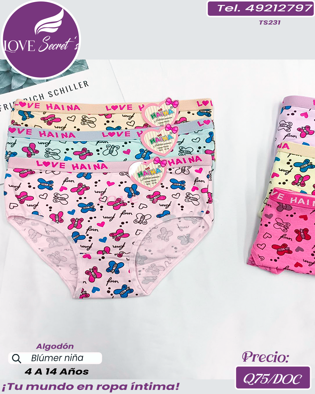 Blúmer niña algodón / TS231-1DOC