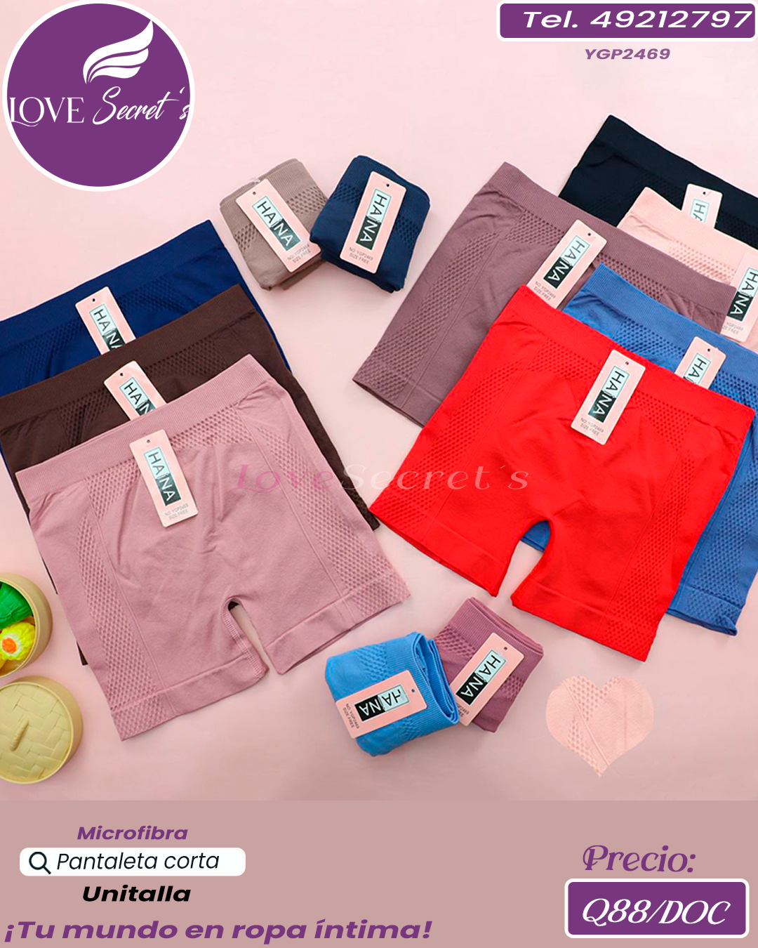Pantaleta corta dama microfibra / YGP2469-1DOC