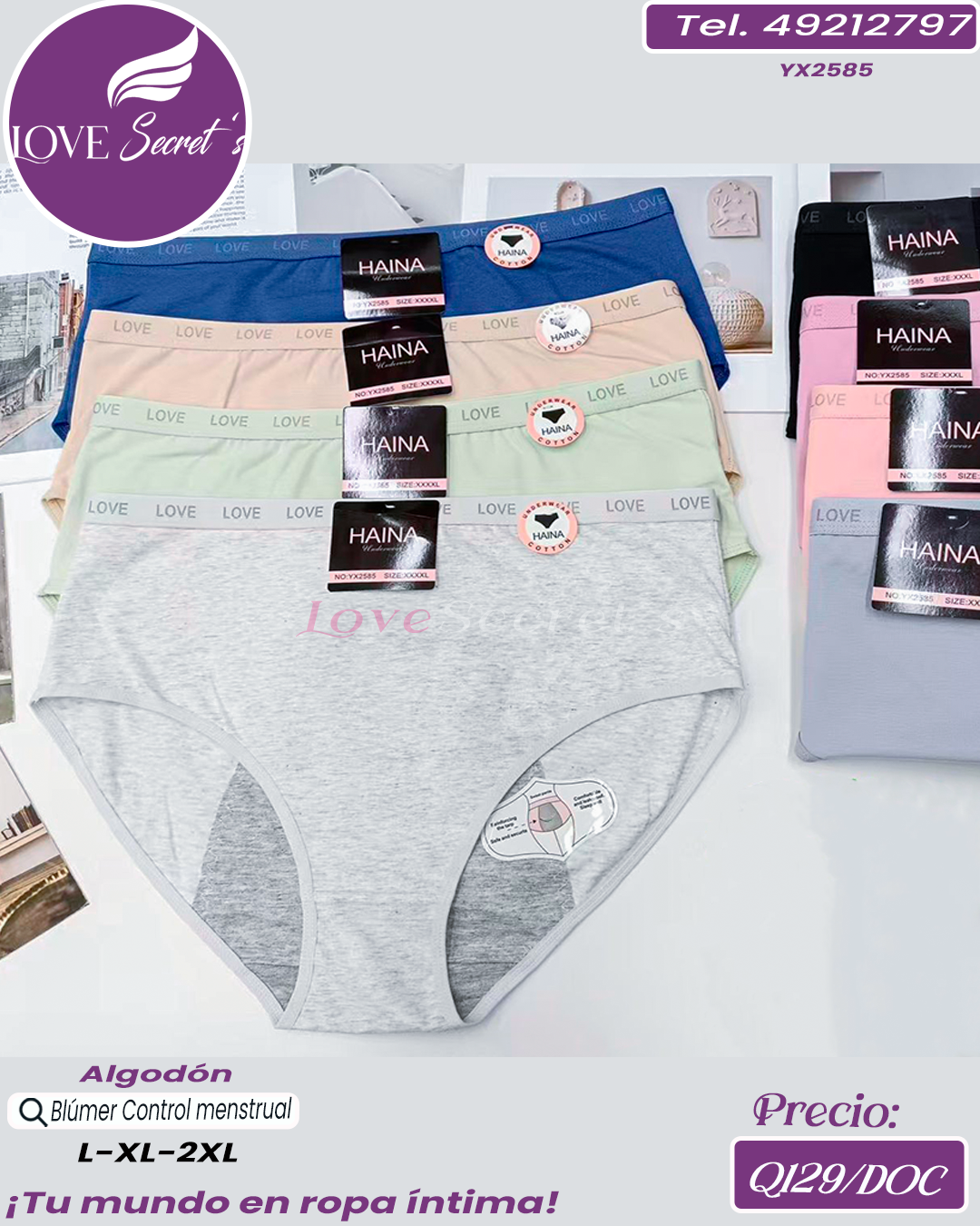 Blúmer dama control menstrual alg / YX2585-1DOC