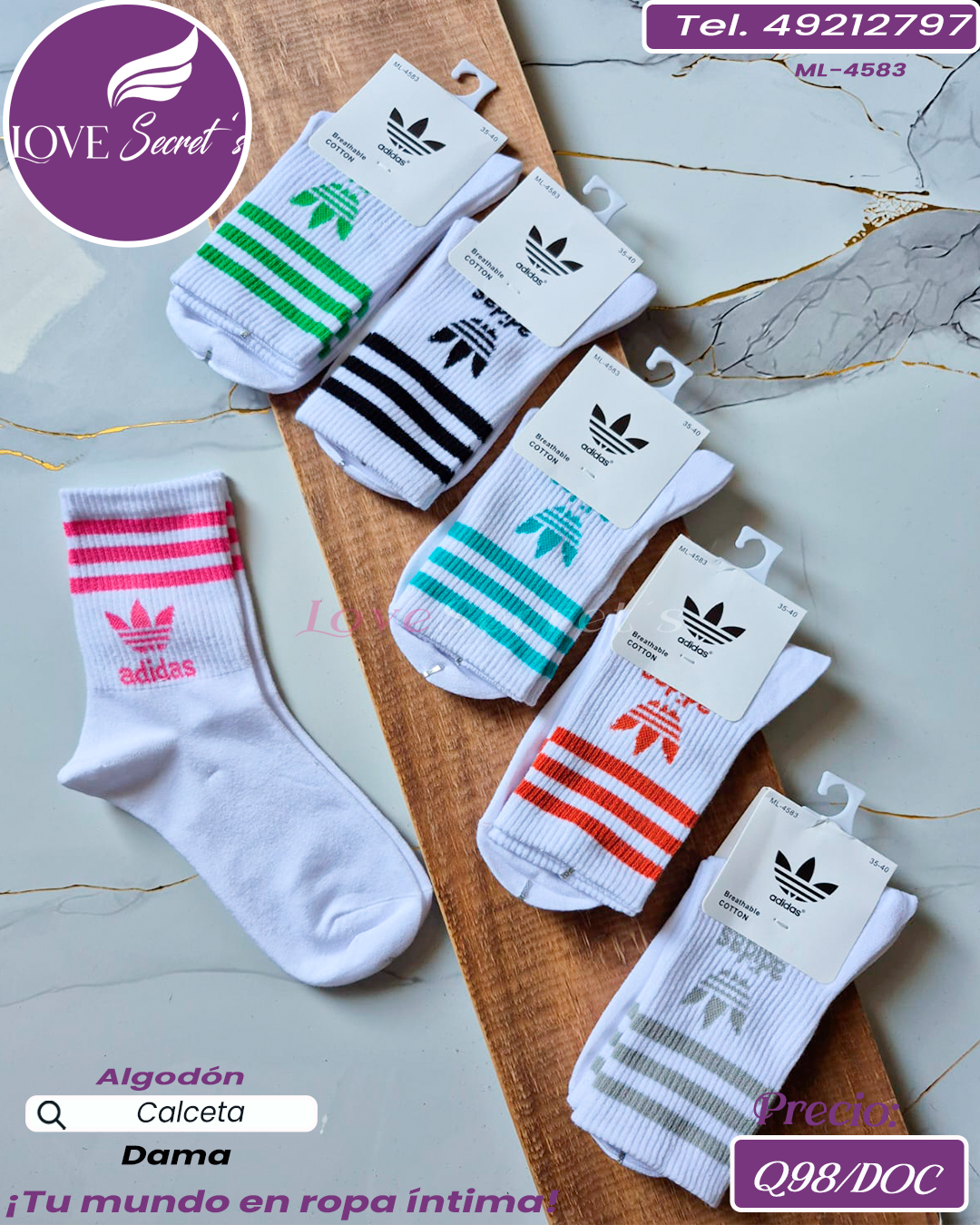 Calceta dama adidas algodón / ML-4583-1DOC