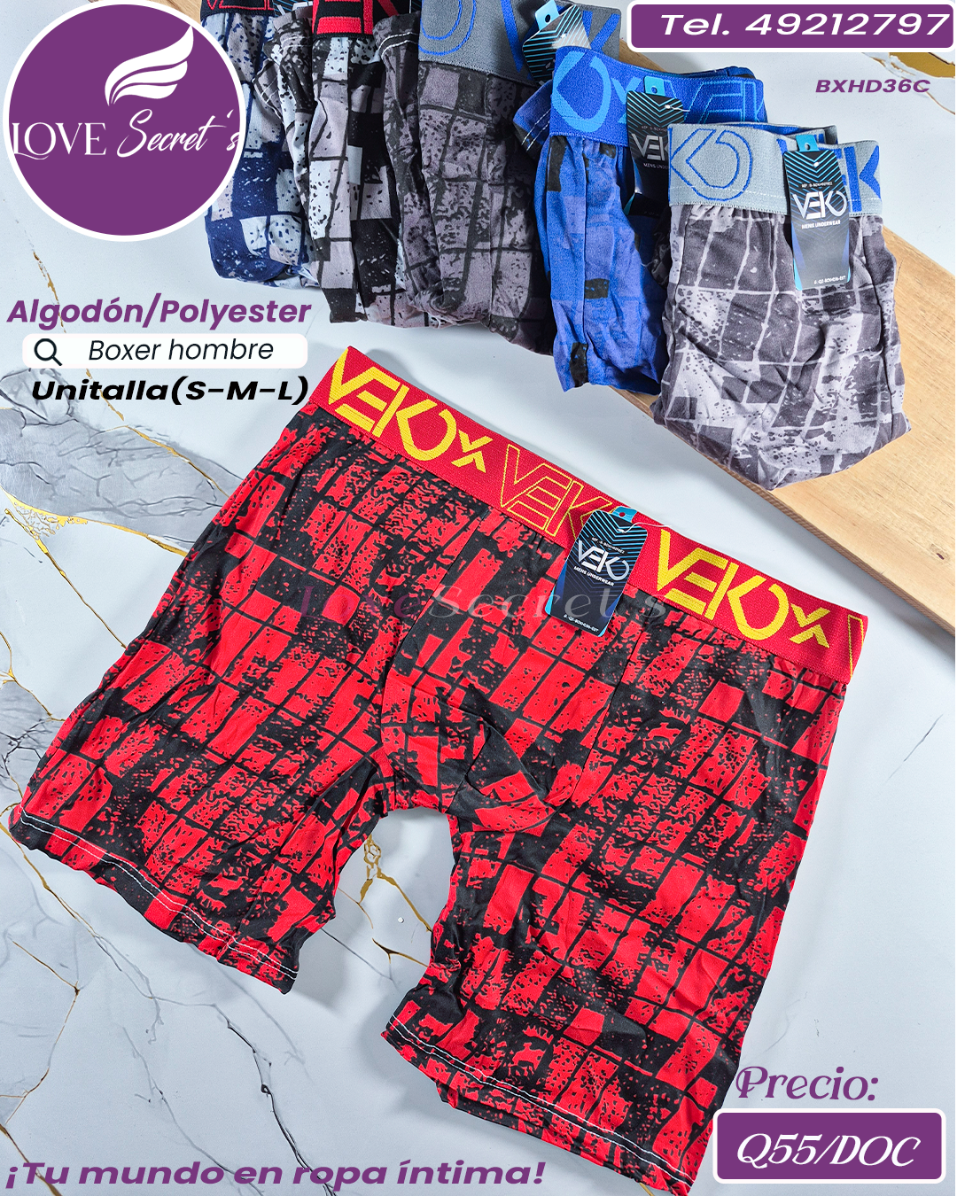 Bóxer hombre alg-polyester / BXHD36C-1DOC