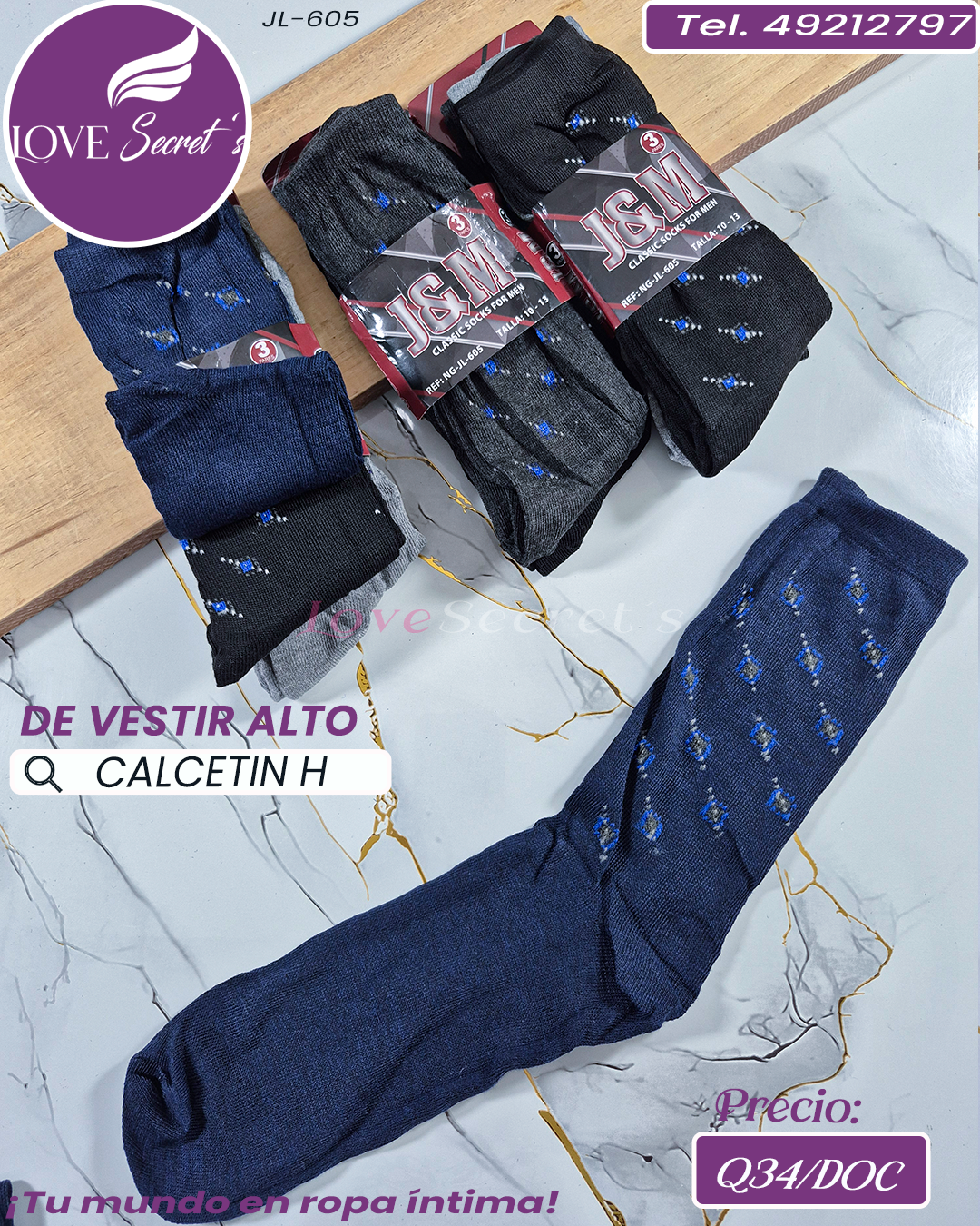 Calcetín hombre polyester-spandex / JL-605-1DOC